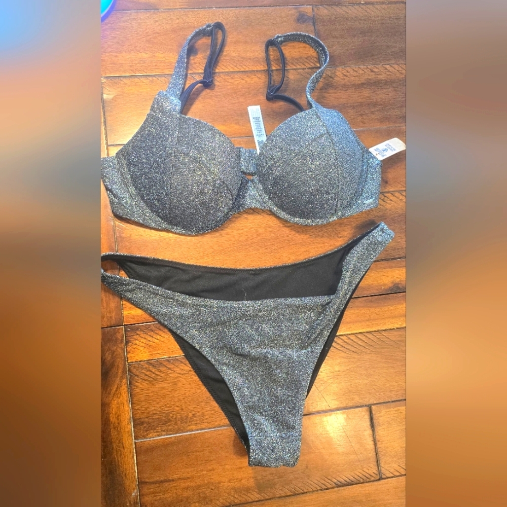 Victoria's Secret Silver Glitter Bikini Set